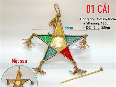 Lồng đèn ông sao vải bố Vintage [Có đèn/ Que cầm] LONGDEN-003